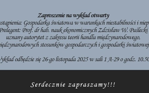 Zaproszenie na wykład otwarty